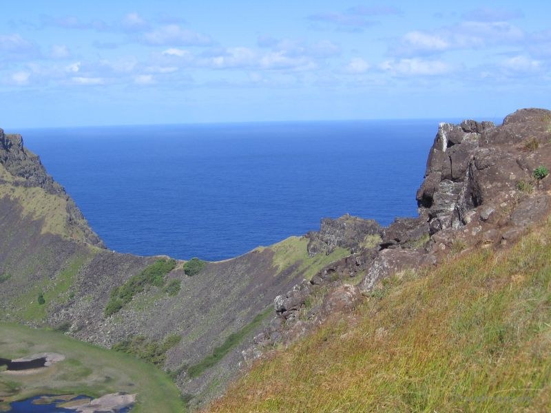 Rano Kau volcano rim crater